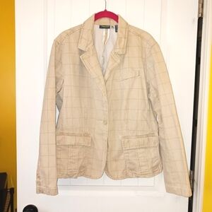 Sugar Reef 100% Cotton Beige Vintage Look Blazer Jacket Size XL